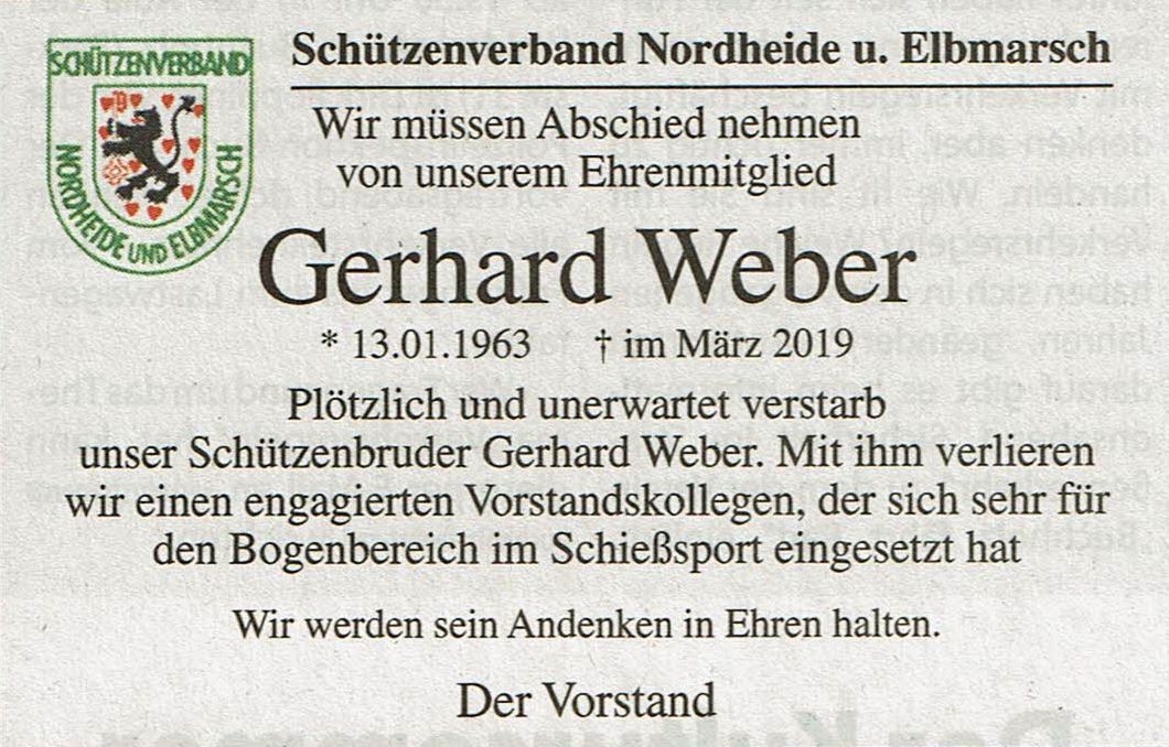 Anzeige Gerd Weber 2019